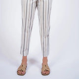 26" Natural Stripe Slim Ankle Pant