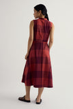 Carved Wood Sleeveless Yarn-Dyed Dress