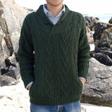 Men's Shawl Collar Sweater - Army Green
