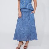Denim Blue Linen Skirt (Only L + XL Left)