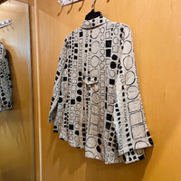 Pleat Back Geo Print Shirt Jacket - Travel Material (XS + XXL Left)