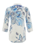 Blue Flowers Linen Shaped Shirt (Only XS, L + XL Left)