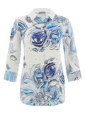 Blue Flowers Linen Shaped Shirt (Only XS, L + XL Left)