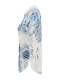 Blue Flowers Linen Shaped Shirt (Only XS, L + XL Left)