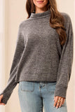 Charcoal Textured Funnel Neck Long Sleeve