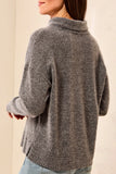 Charcoal Textured Funnel Neck Long Sleeve