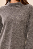 Charcoal Textured Funnel Neck Long Sleeve