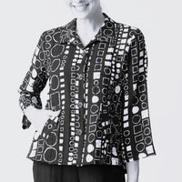 Pleat Back Geo Print Shirt Jacket - Travel Material (XS + XXL Left)