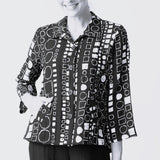 Pleat Back Geo Print Shirt Jacket - Travel Material (XS + XXL Left)