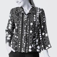 Pleat Back Geo Print Shirt Jacket - Travel Material (XS + XXL Left)
