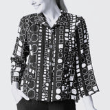 Pleat Back Geo Print Shirt Jacket - Travel Material (XS + XXL Left)