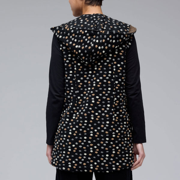 Pebbled Boiled Wool Hooded Vest
