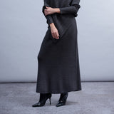 Fine Ribbed Straight Skirt - Charcoal