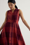 Carved Wood Sleeveless Yarn-Dyed Dress