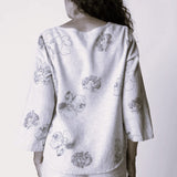 Button Up White Floral Blouse (Only S + XL Left)