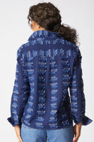 Navy Shaped Hem Cotton Shirt
