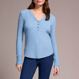 Heather Denim Waffle Henley Top