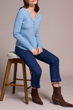Heather Denim Waffle Henley Top