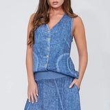 Denim Blue Linen Vest