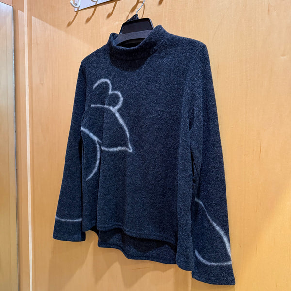 Felted Flower Pullover - Charcoal