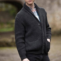 Men's Ribbed Shawl Cardigan - Charcoal