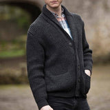 Men's Ribbed Shawl Cardigan - Charcoal