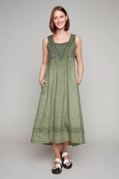 Khaki Green Linen Dress