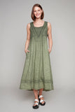 Khaki Green Linen Dress