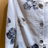 Button Up White Floral Blouse (Only S + XL Left)