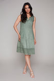 Khaki Green Linen Shift Dress (Only L Left)