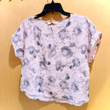 Leoni Floral Hi-Lo Linen Top - Pink Salt