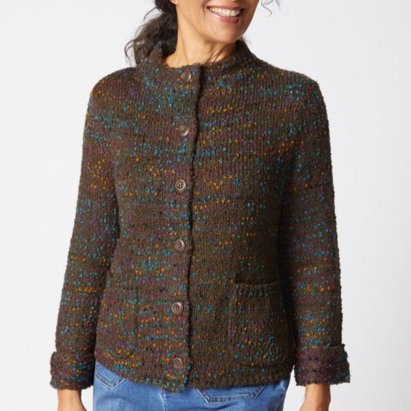 Confetti Yarn Funnel Neck Cardi