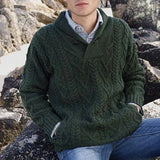 Men's Shawl Collar Sweater - Army Green