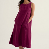 Cresting Waves Linen Dress