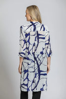 Scribble Print 3/4 Sleeve Long Shirt