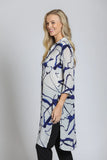 Scribble Print 3/4 Sleeve Long Shirt