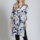 Scribble Print 3/4 Sleeve Long Shirt