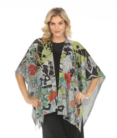 One-Size Knit Shawl Cardigan - Floral Beam