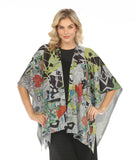 One-Size Knit Shawl Cardigan - Floral Beam