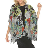 One-Size Knit Shawl Cardigan - Floral Beam
