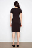 Cotton Boat Neck Dress w/ Front Tie - Black