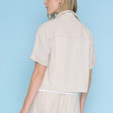 Button-Front Top with Drawstring