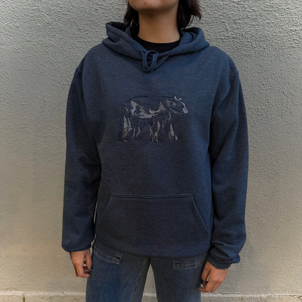 Heather Navy Hoodie - Wilderness Bear