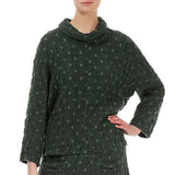 Cowl Neck Textured Linen Blend Shortie Pullover (Only M + L Left)