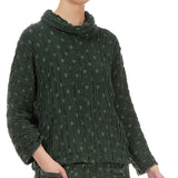 Cowl Neck Textured Linen Blend Shortie Pullover (Only M + L Left)