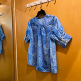 Short Sleeve Printed Cotton V Neck
