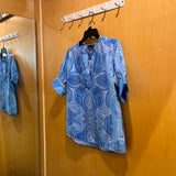 Short Sleeve Printed Cotton V Neck