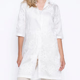 Long Embellished White Cotton Shirt