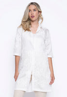 Long Embellished White Cotton Shirt
