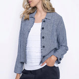 Fringed Edge Button-Front Jacket